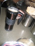Espresso, steamed Brevi, Starbucks, travel mug