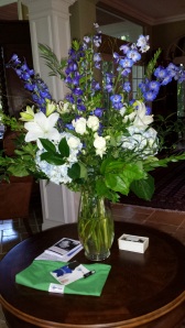 White Lillies and Blue Bells and Hydrangea