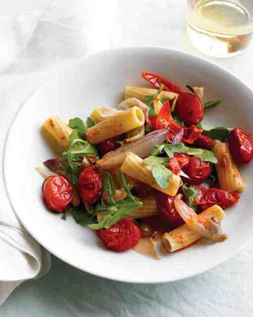 Pasta with Roasted Vegetables and Arugula